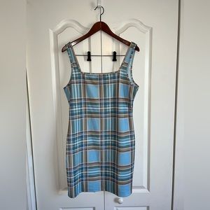 SHEIN Curve 3X Light Blue Plaid Tank Dress LIKE NEW!